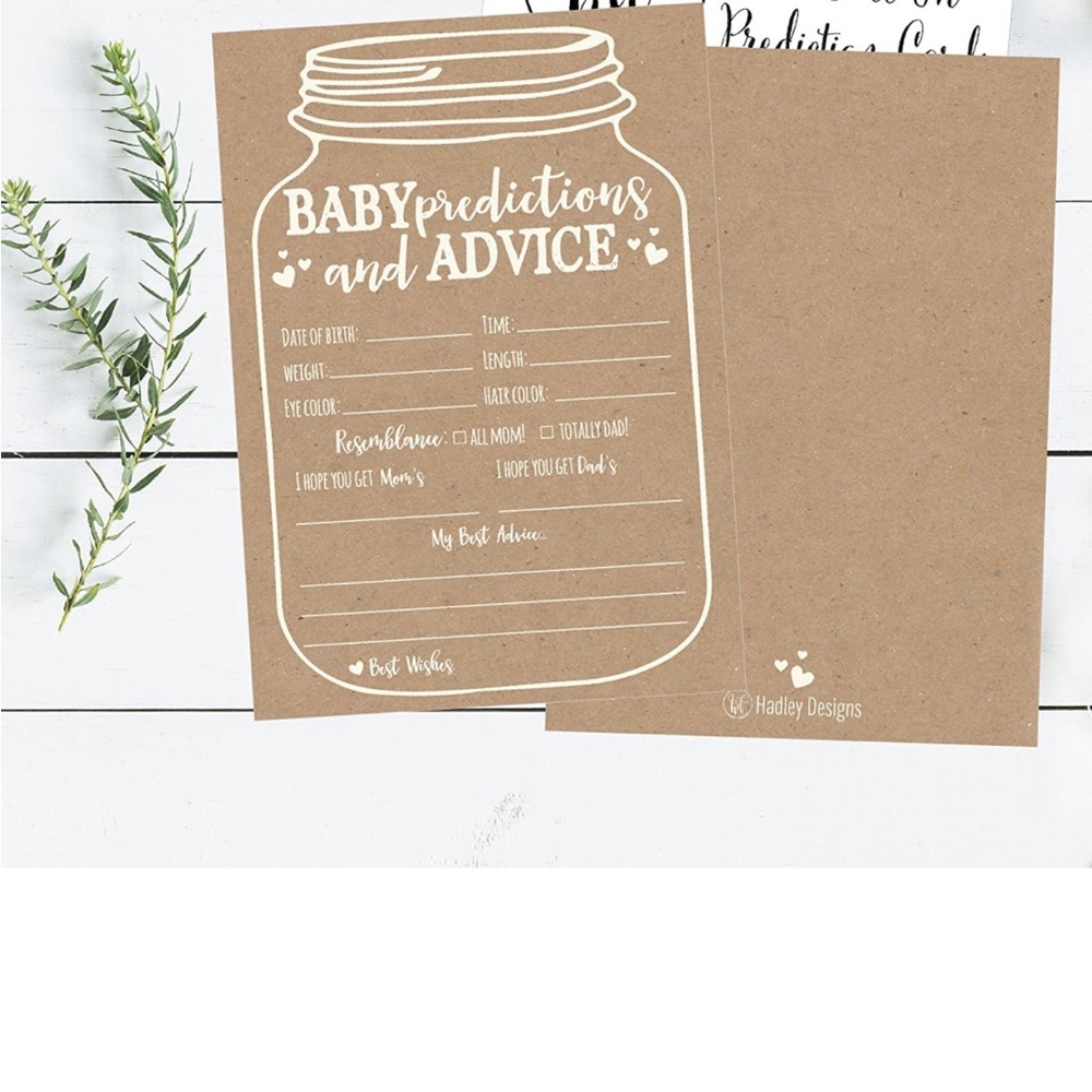 Mason Jar Advice and Prediction Cards for Baby Shower